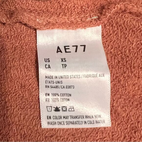 AE 77 by American Eagle Distressed Waist-Length Crewneck Sweatshirt Caramel. NWT - Picture 7 of 7